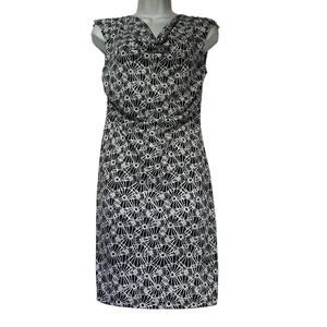 Byer too! Sleeveless Black White Geometric Print Cowl Neck Sheath Dress Size S